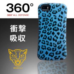 360°衝撃に強いアイフォンケース　Mesaly & Co iPhone case 5/5S ブルー 青 BLUE ヒョウ柄 レオパード柄